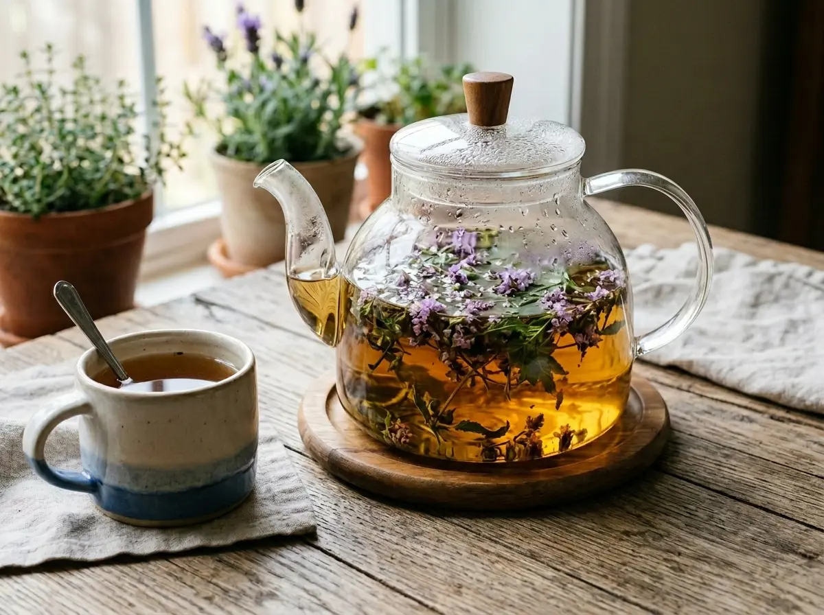 Common vervain flowering tops ready to infuse