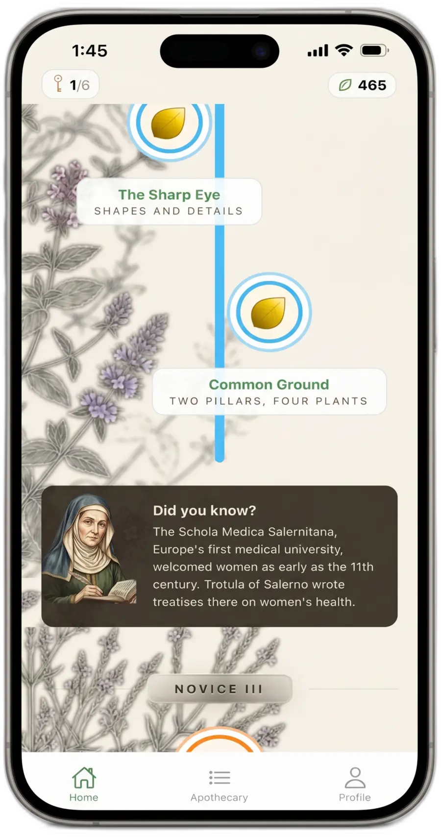 Vervain app home screen